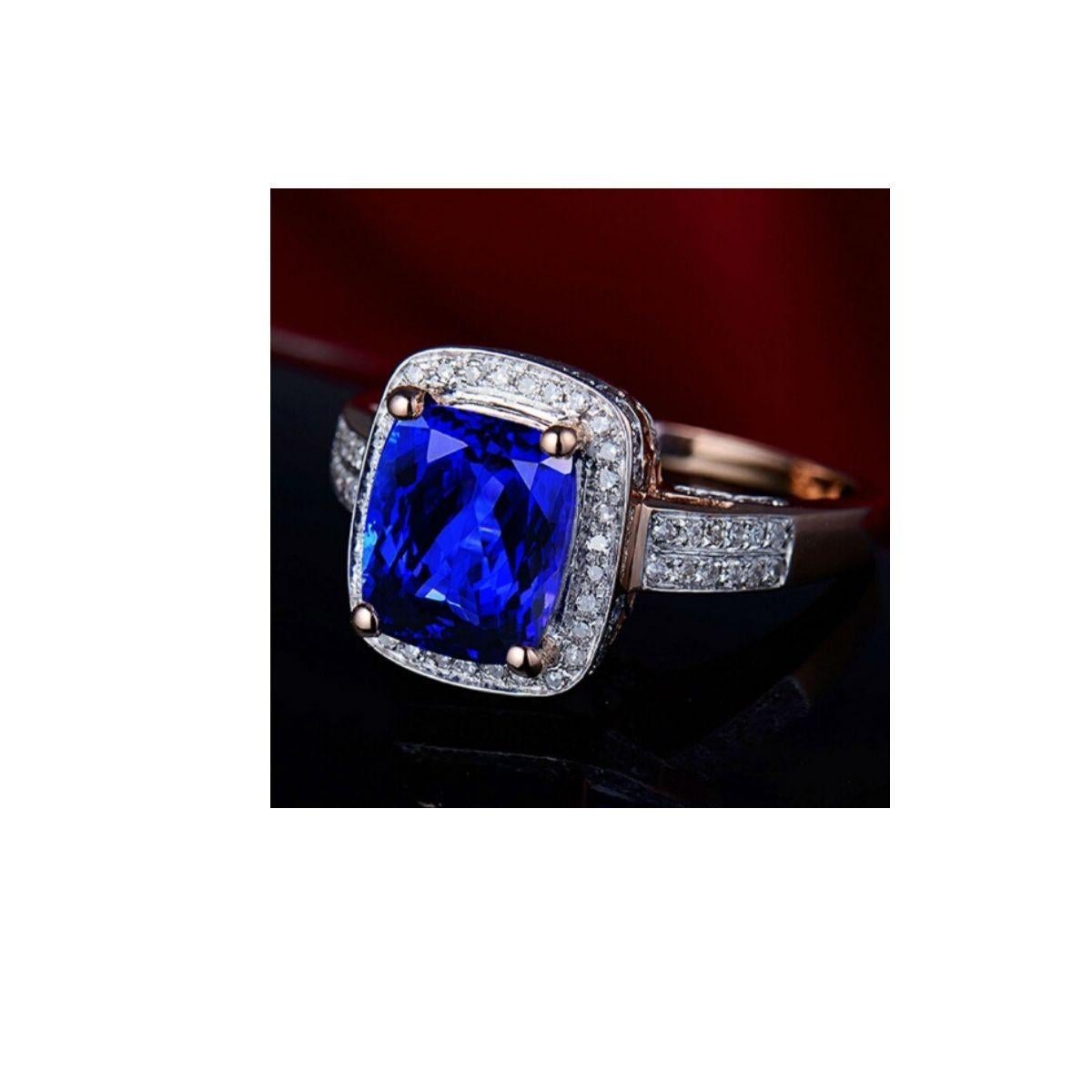 Tanzanite Diamond Ring 14k Rose Gold In New Condition For Sale In Barnsley, GB