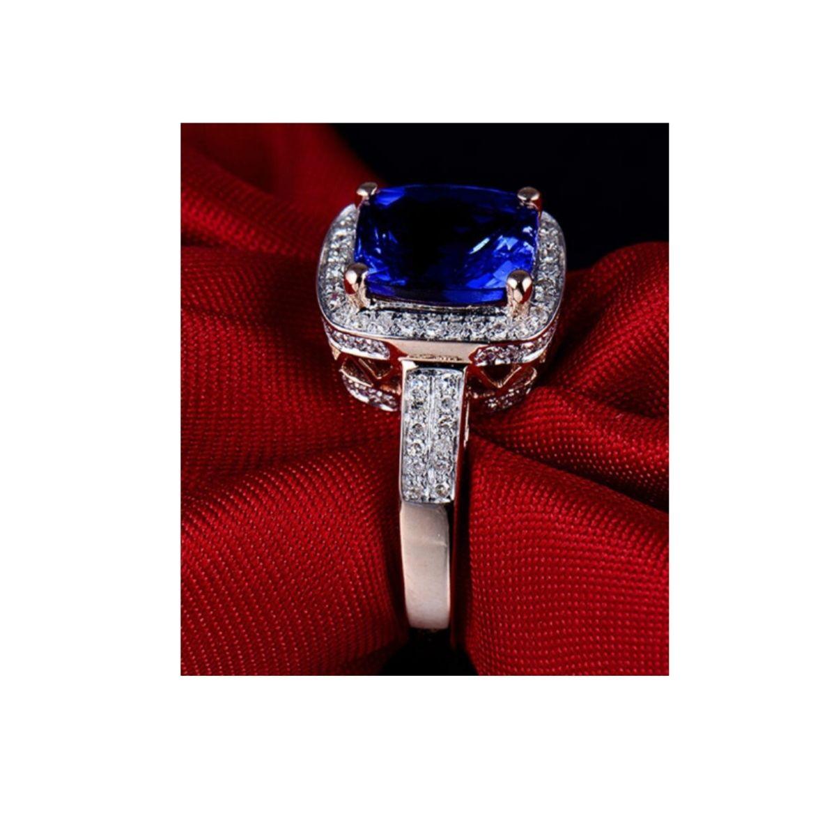 Women's Tanzanite Diamond Ring 14k Rose Gold For Sale