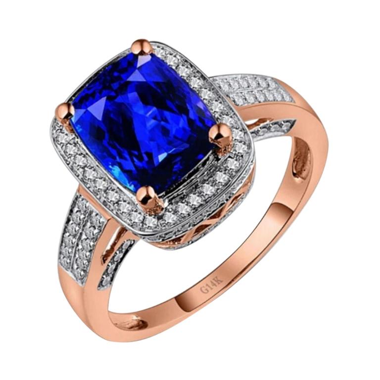 Tanzanite Diamond Ring 14k Rose Gold For Sale