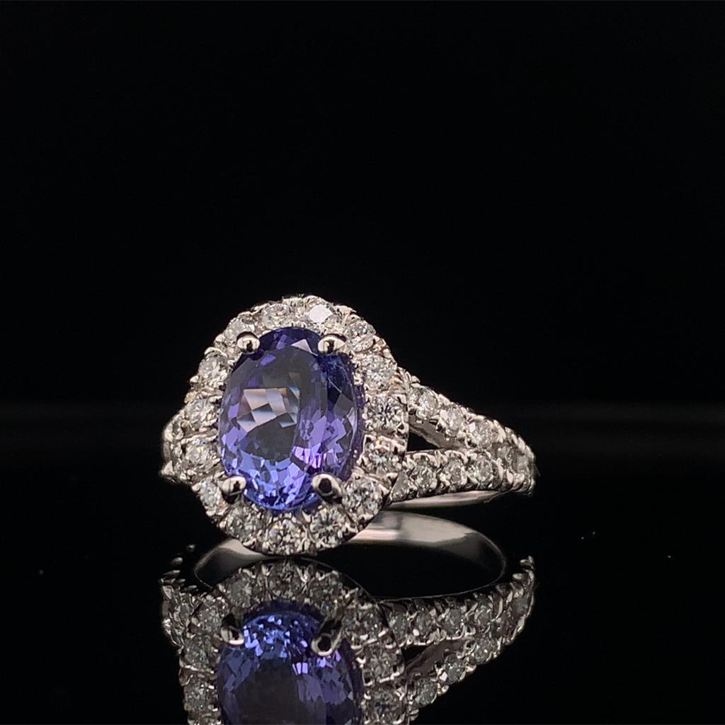 Tanzanite Diamond Ring 14k White Gold 2.65 TCW Certified For Sale 5