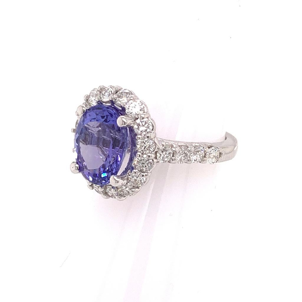 Tanzanite Diamond Ring 14k White Gold 5.30 TCW Certified For Sale 5