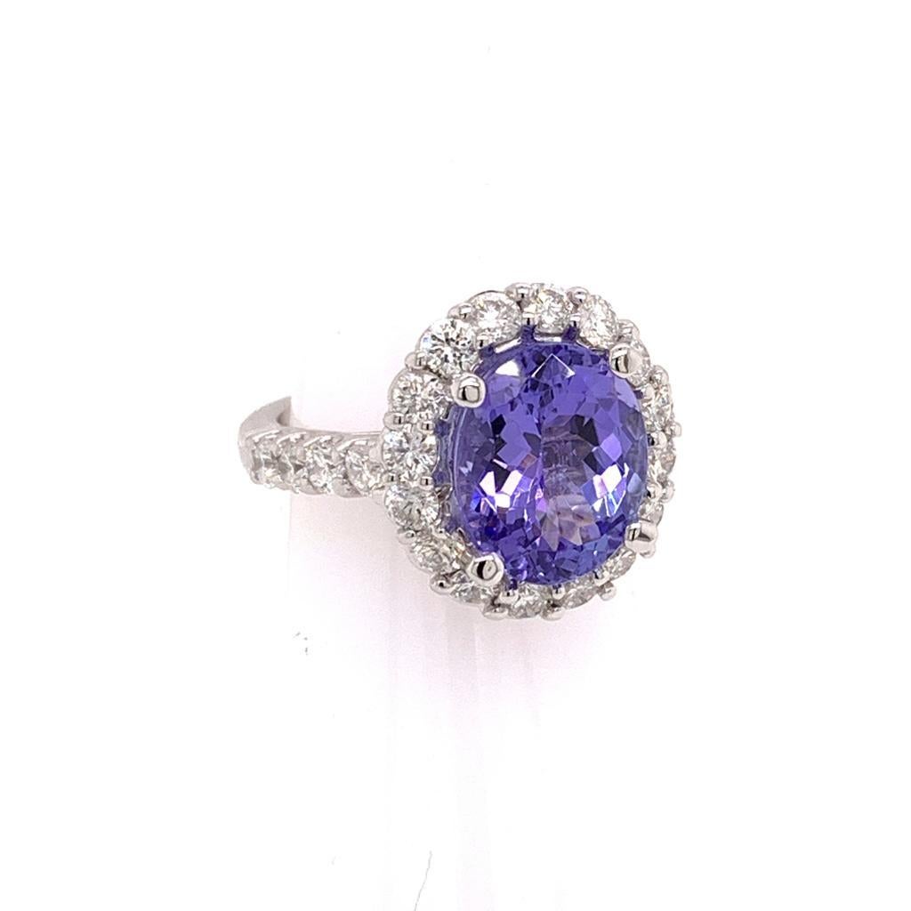 Tanzanite Diamond Ring 14k White Gold 5.30 TCW Certified For Sale 7