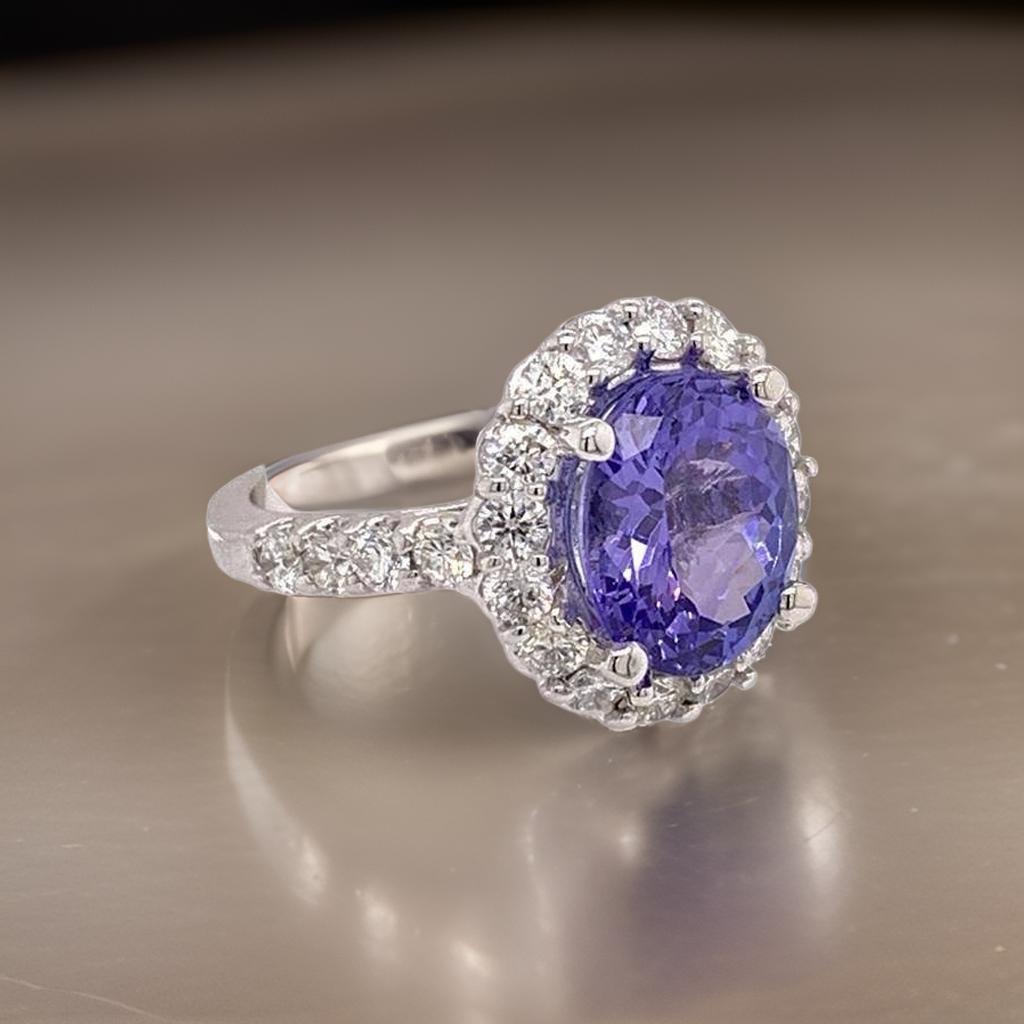 Tanzanite Diamond Ring 14k White Gold 5.30 TCW Certified For Sale 8