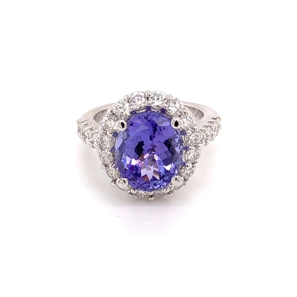 Tanzanite Diamond Ring 14k White Gold 5.30 TCW Certified For Sale 9