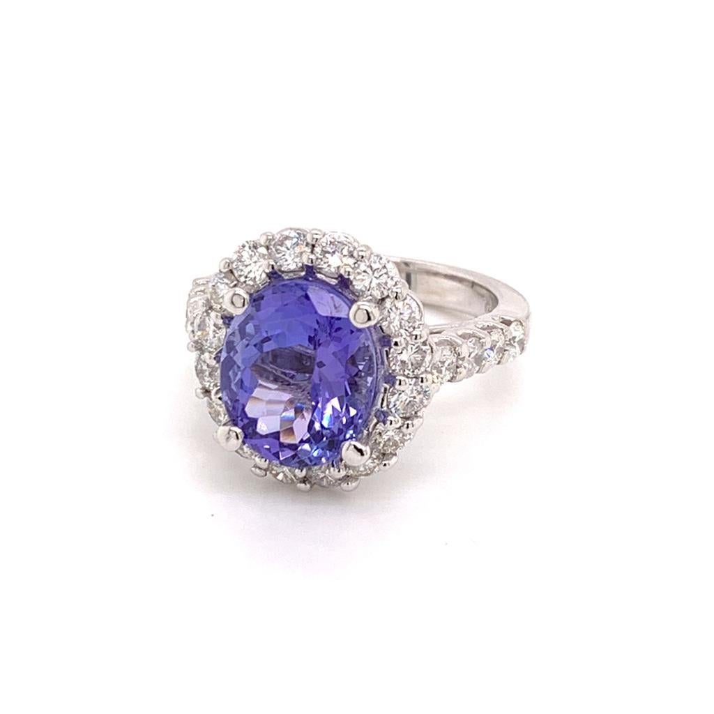 Tanzanite Diamond Ring 14k White Gold 5.30 TCW Certified For Sale 11