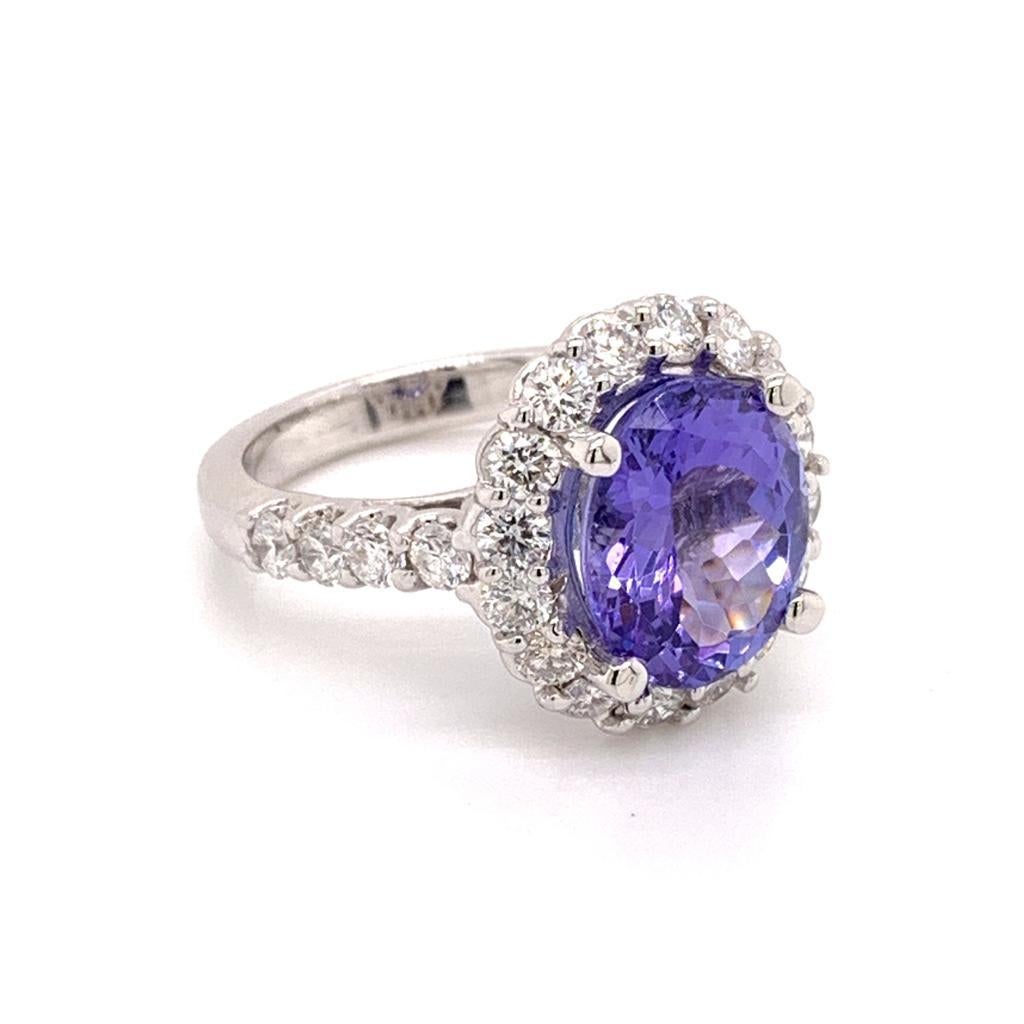Tanzanite Diamond Ring 14k White Gold 5.30 TCW Certified For Sale 12