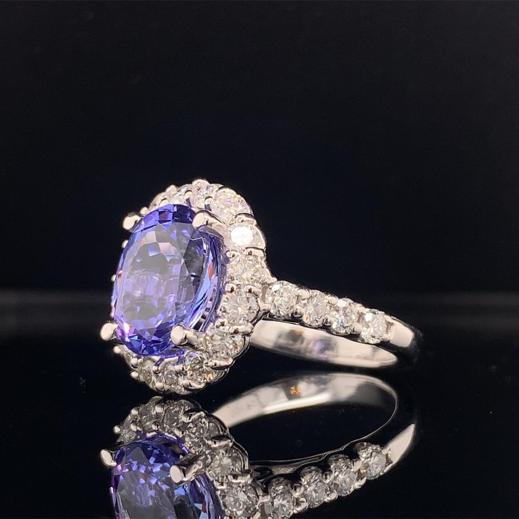 Tanzanite Diamond Ring 14k White Gold 5.30 TCW Certified For Sale 13