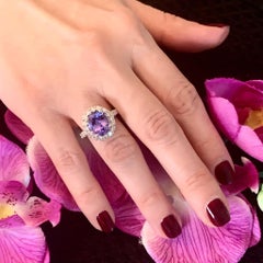 Tanzanite Diamond Ring 14k White Gold 5.30 TCW Certified