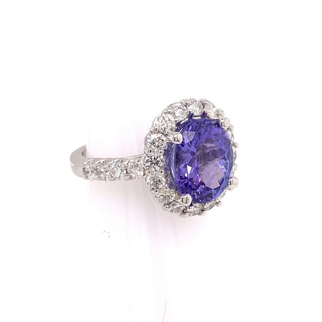 Tanzanite Diamond Ring 14k White Gold 5.30 TCW Certified For Sale 2