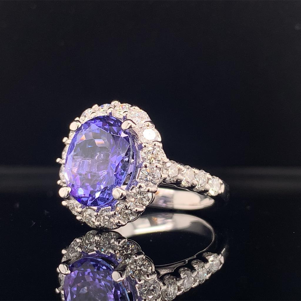 Tanzanite Diamond Ring 14k White Gold 5.30 TCW Certified For Sale 3