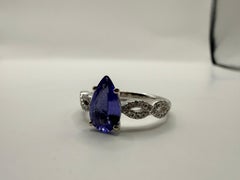 Tanzanite Diamond ring 14KT gold engagement ring pear gemstone ring