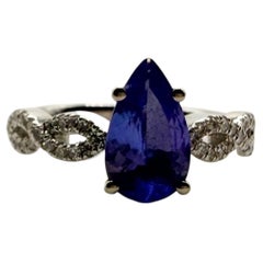 Tanzanite Diamond ring 14KT gold engagement ring pear gemstone ring