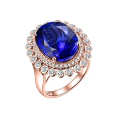 14.86 Carat Tanzanite Diamond Ring 18 Karat and Also Can Be a Ring or Necklace