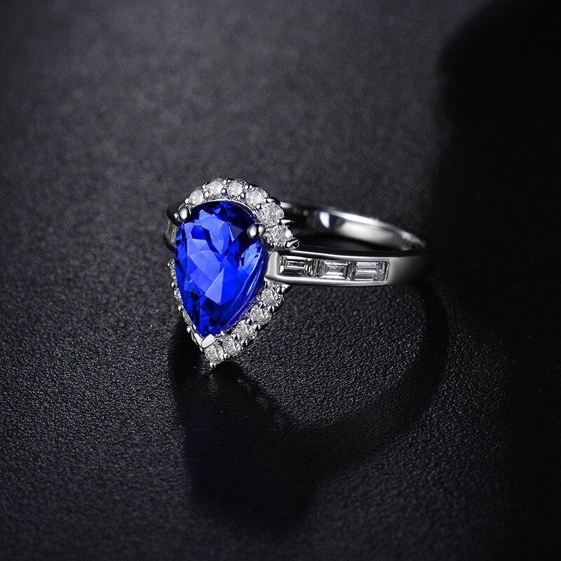 Pear Cut Tanzanite Diamond Ring 18 Karat White Gold For Sale