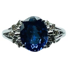Tanzanite Diamond ring 18KT white gold Oval engagement ring