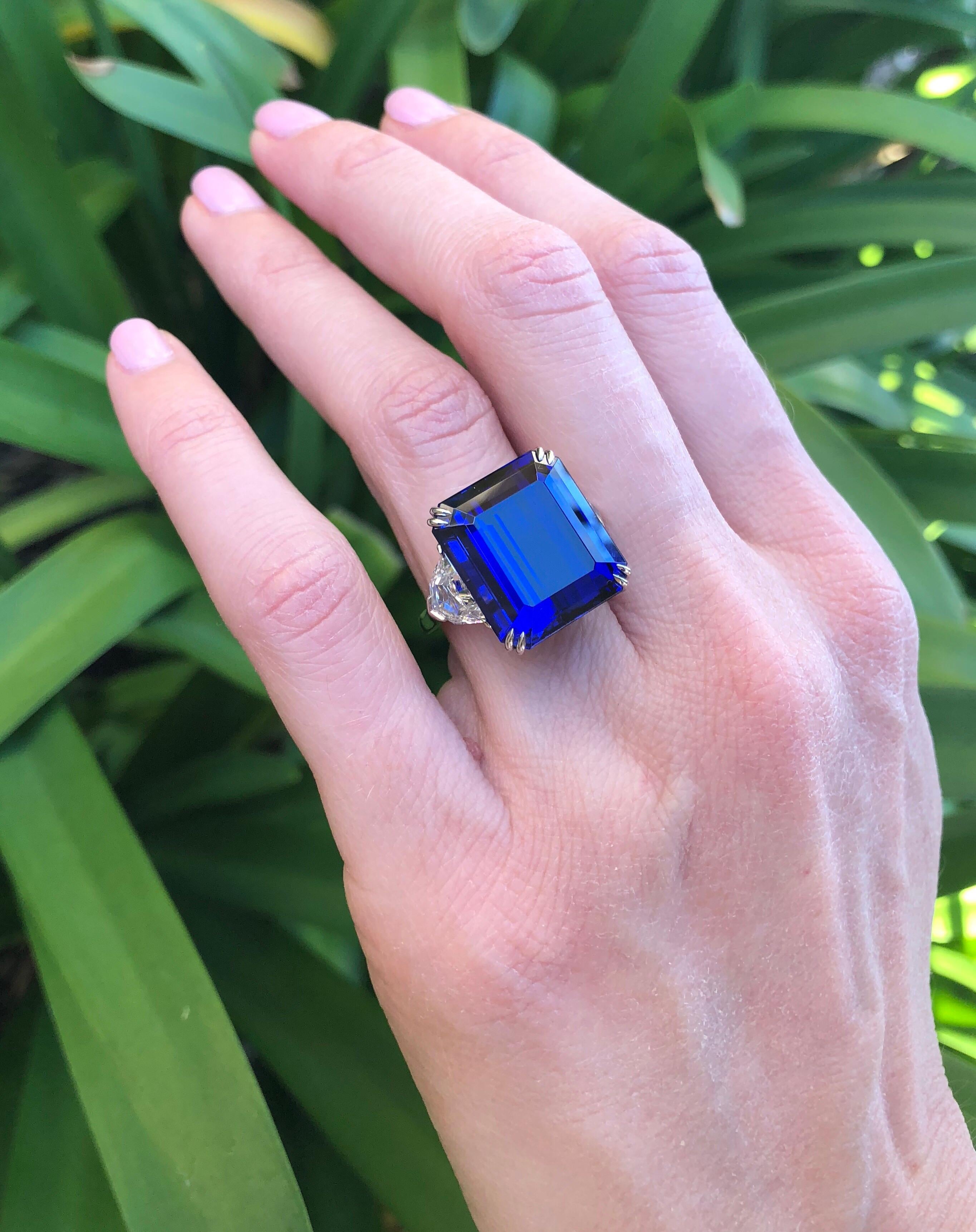 Modern Tanzanite Ring Emerald Cut