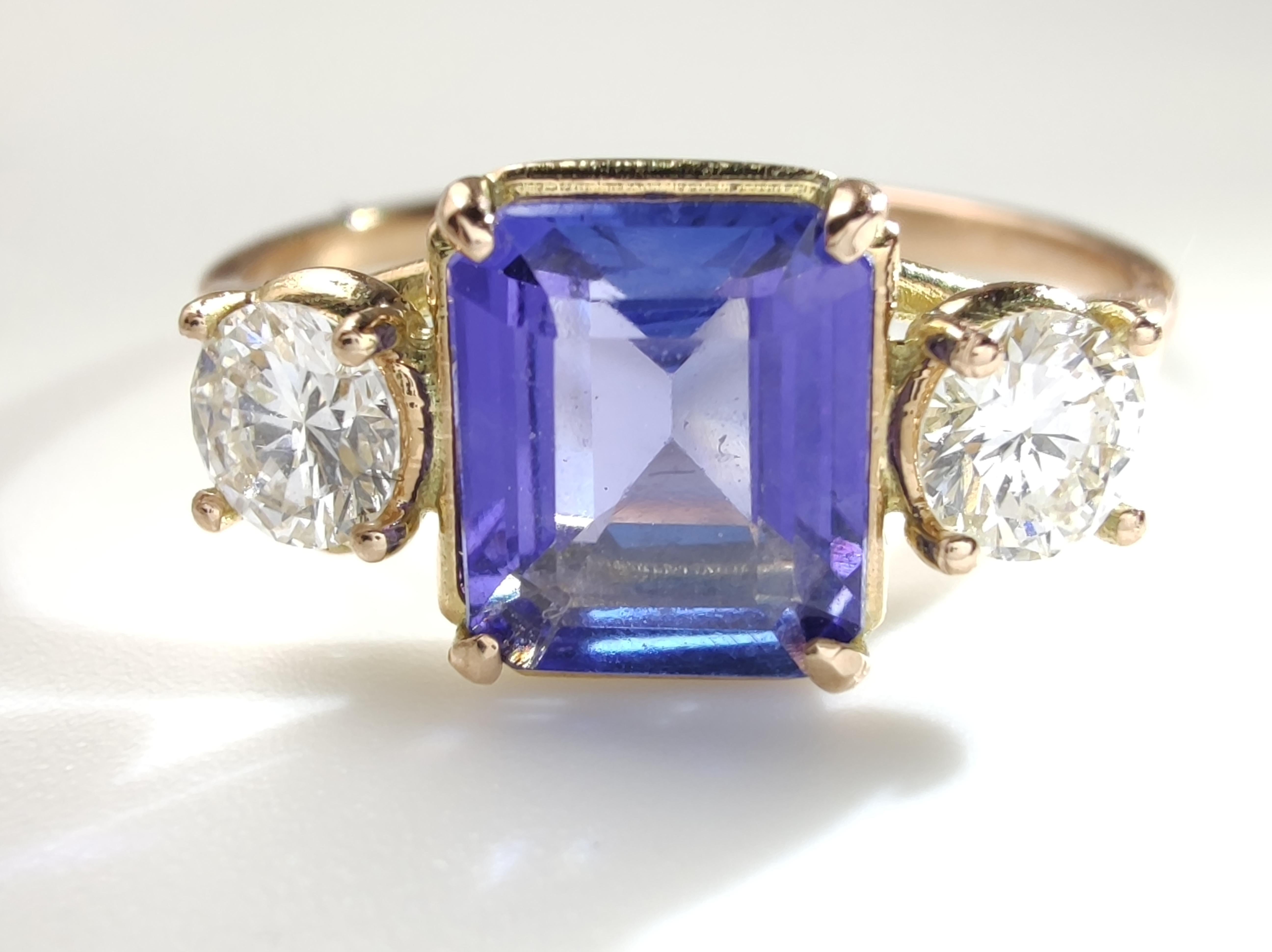 Anello con diamante tanzanite Gioielli fatti a mano certificati Anello di fidanzamento in oro 14K per donne in vendita 5
