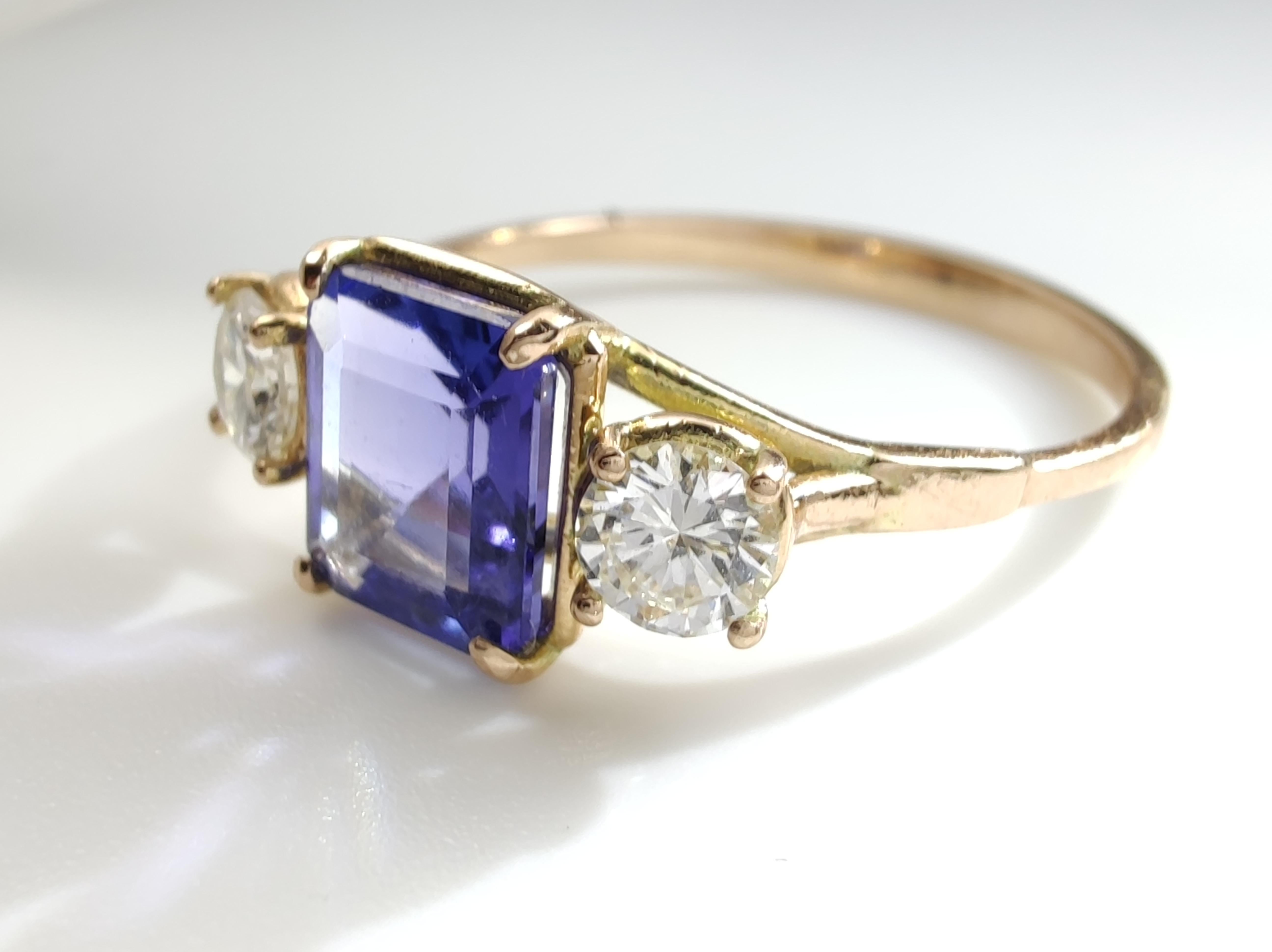 Anello con diamante tanzanite Gioielli fatti a mano certificati Anello di fidanzamento in oro 14K per donne in vendita 6