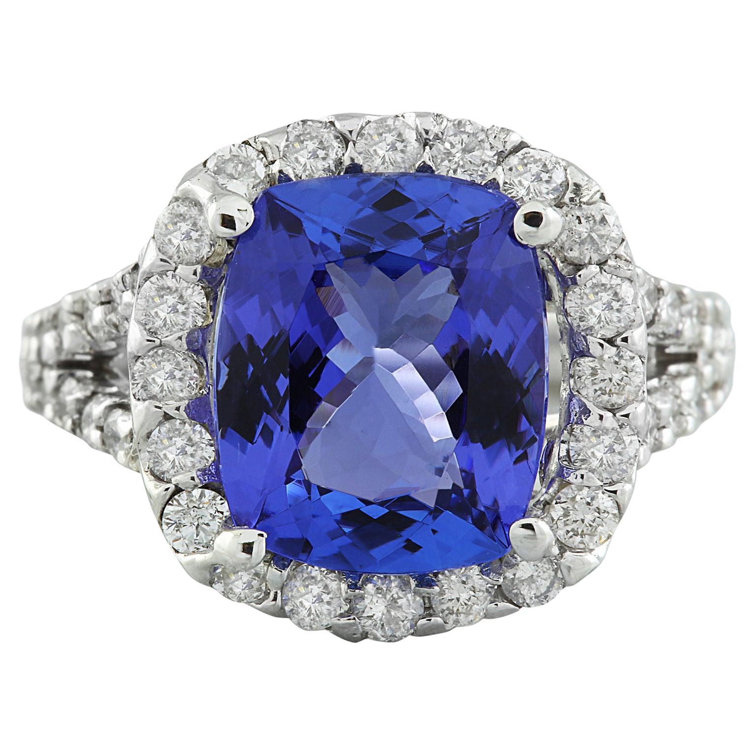 Tanzanite Diamond Ring In 14 Karat White Gold For Sale