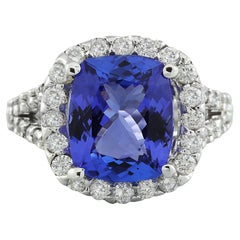 Tanzanite Diamond Ring In 14 Karat White Gold