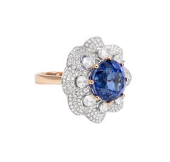 Sunita Nahata Tanzanite 7.43ct. Anello fantasia in oro rosa 18 carati con diamante.