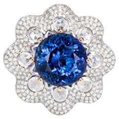 Sunita Nahata Tanzanite 7.43ct. Fancy Ring in 18Karat Rose Gold with Diamond.
