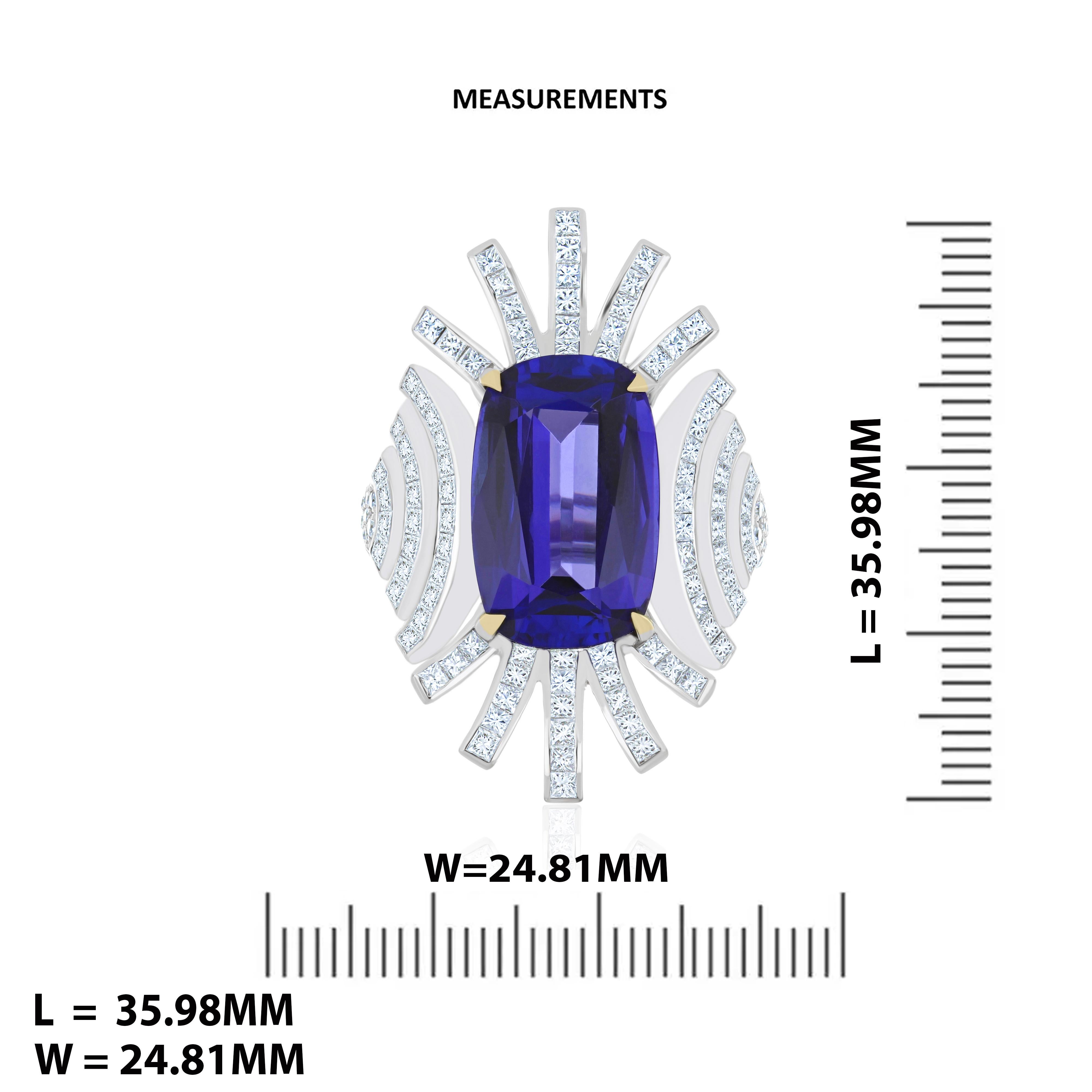 Anello con tanzanite e diamanti in oro bianco 18 carati in vendita 2