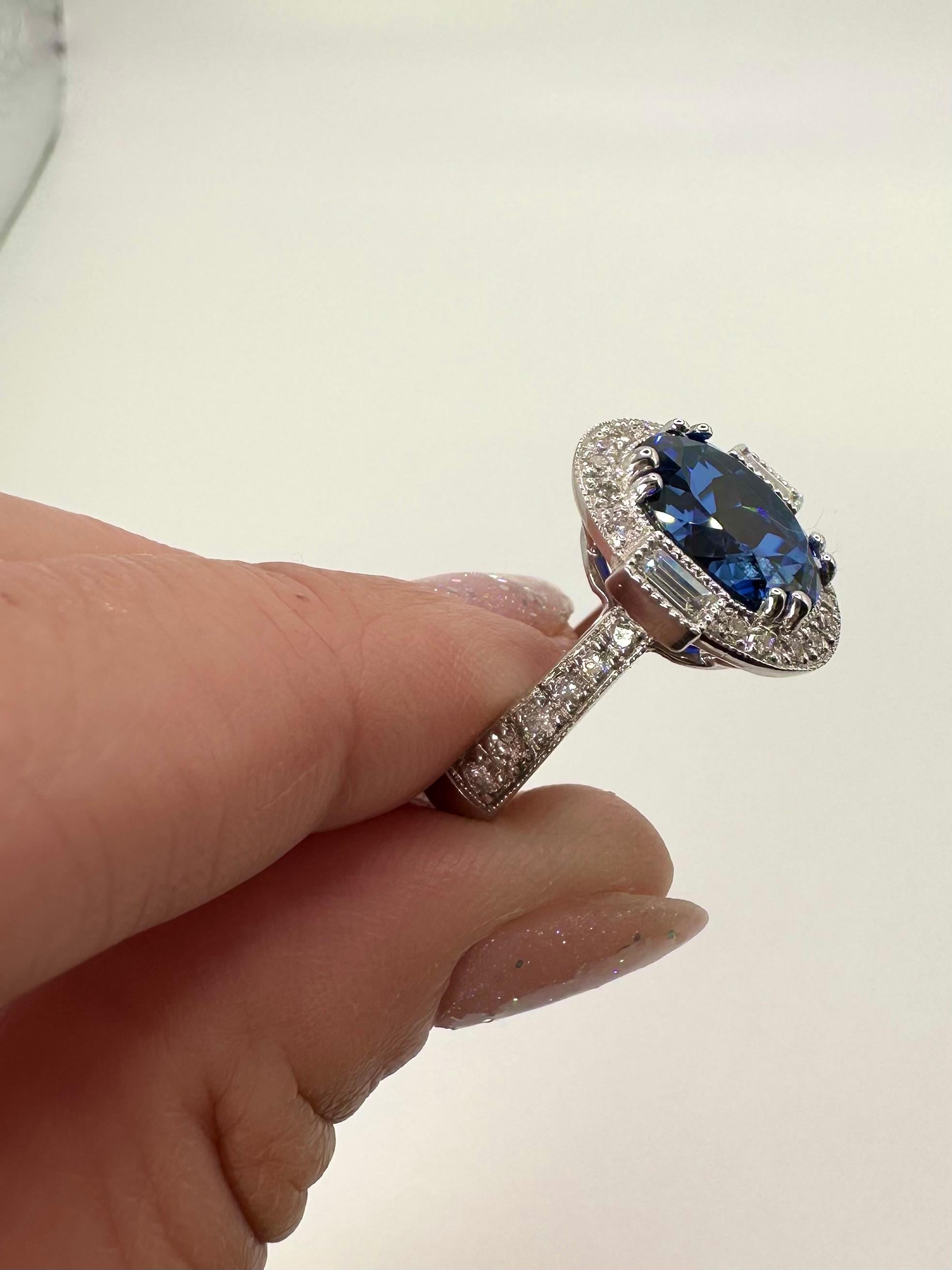 Tanzanite and Diamond Ring Rare Deep Color Tanzanite Engagement Ring For Sale 3