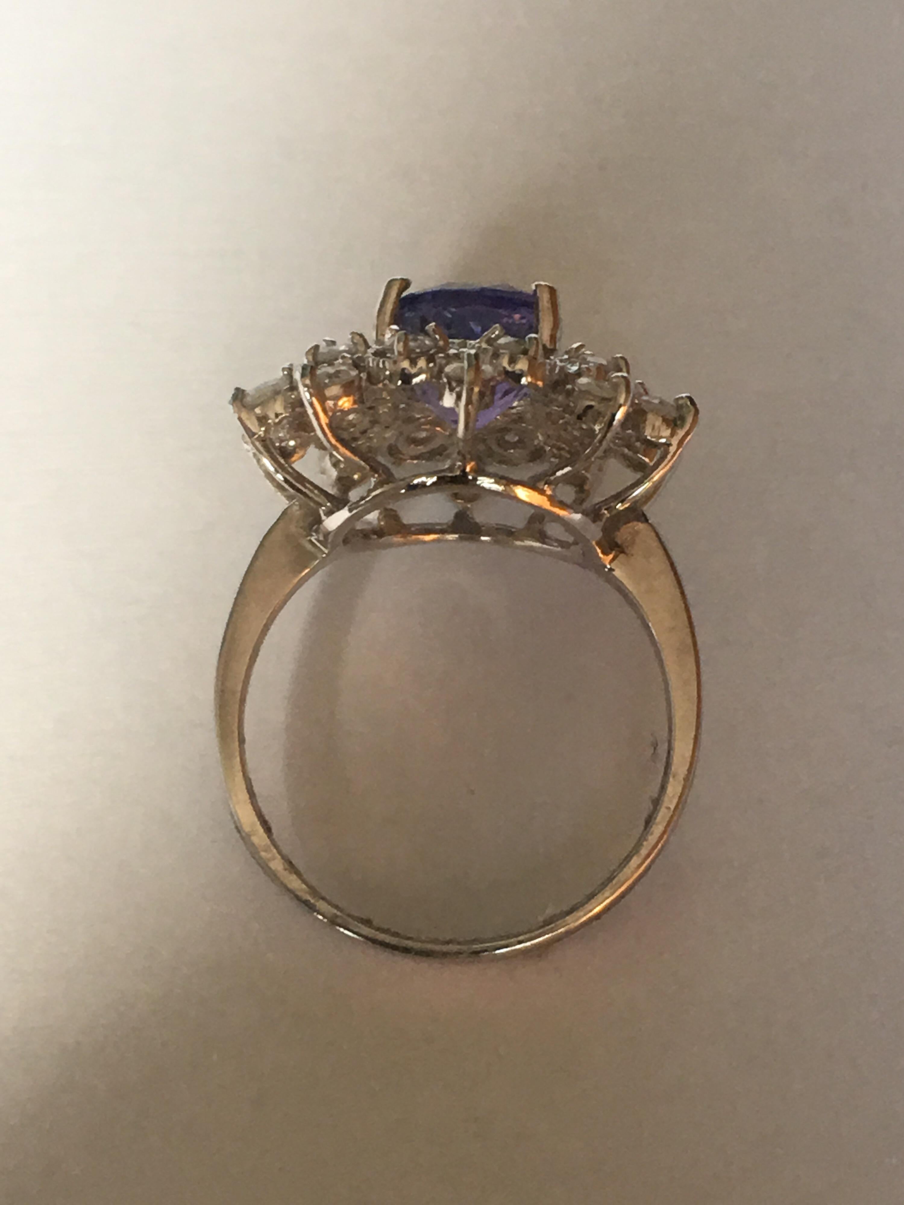 Tanzanite and Diamond Ring Set in 14 Karat White Gold 2