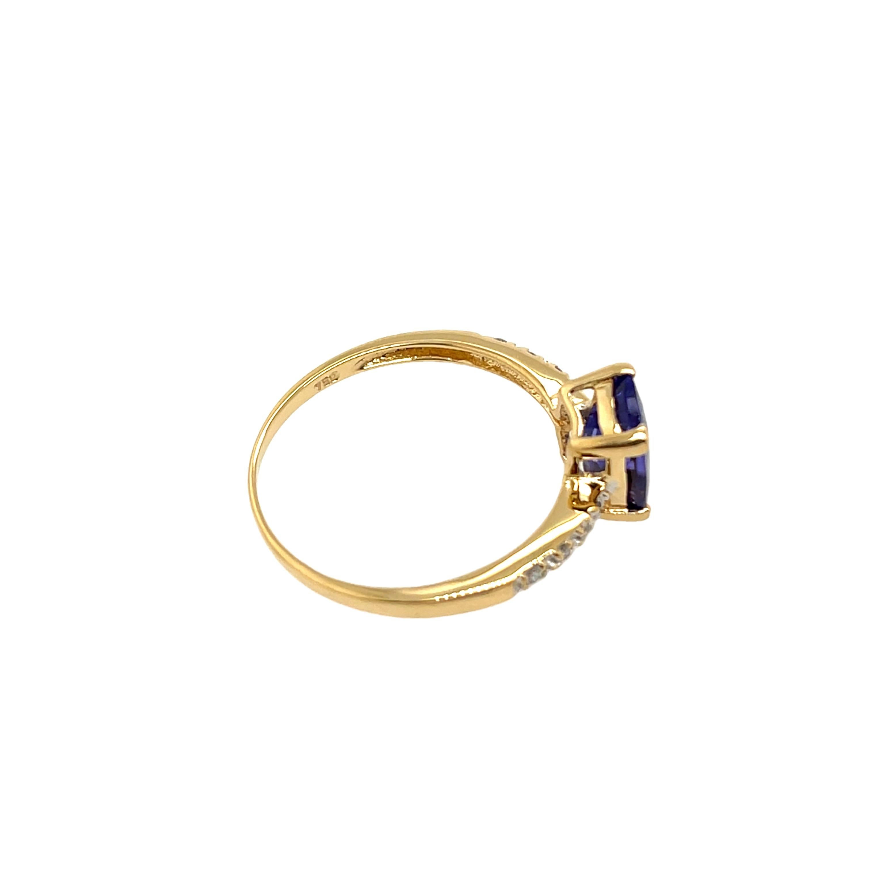 Bague en or jaune 18ct avec tanzanite et diamant Pour femmes en vente