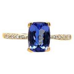 Tanzanite & Diamond Ring Set In 18ct Yellow Gold