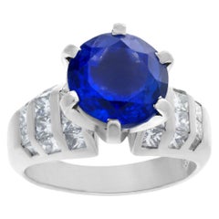 Tanzanite & Diamond Ring Set in Platinum, Aprox. 4 Carat