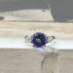 Tanzanite Diamond ring Three Stone Diamond Engagement Ring 18KT white gold