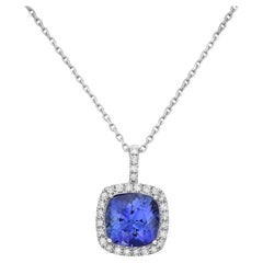 Pendentif en or blanc 14K serti d'un diamant tanzanite
