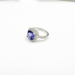 8.6mm, Tanzanite Diamond set in 14K White Gold Ring