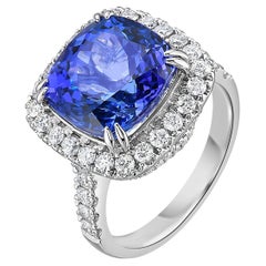 8.6mm, Tanzanite Diamant sertie en or blanc 14K