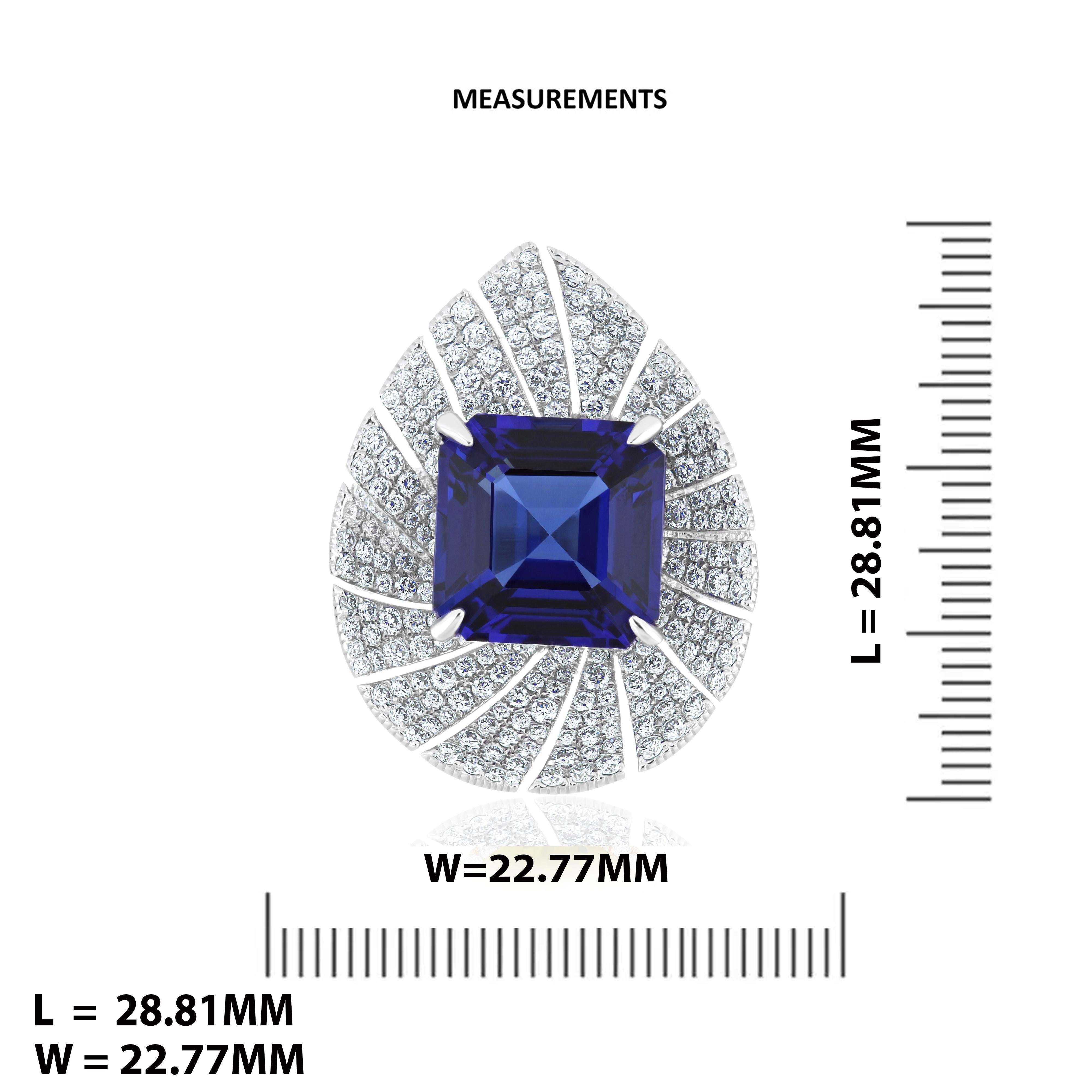 Tanzanite & Diamond Studded Ring in 18Karat White Gold Hand-craft Beautiful Ring For Sale 4