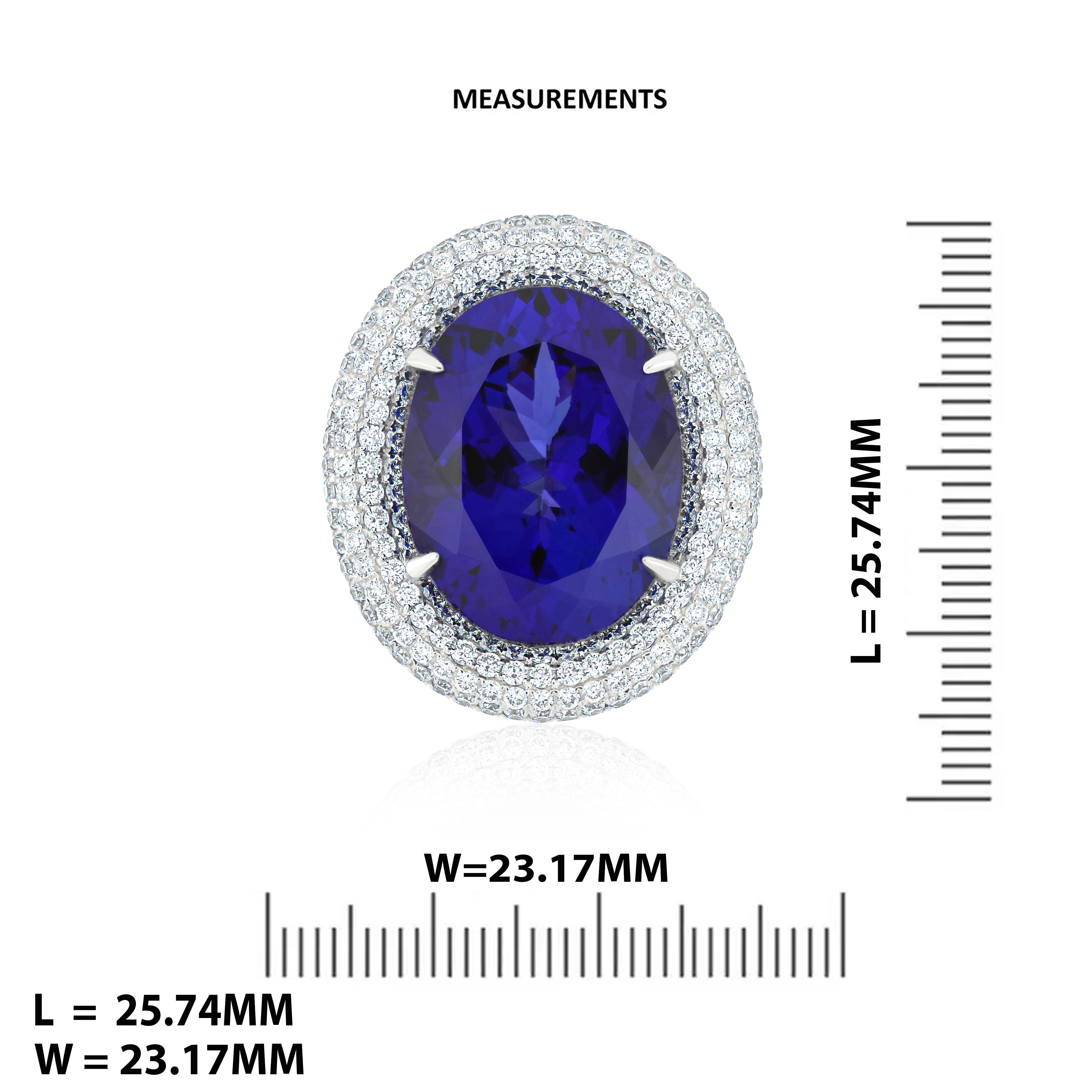 Tanzanite & Diamond Studded Ring in 18 Karat White Gold For Sale 1