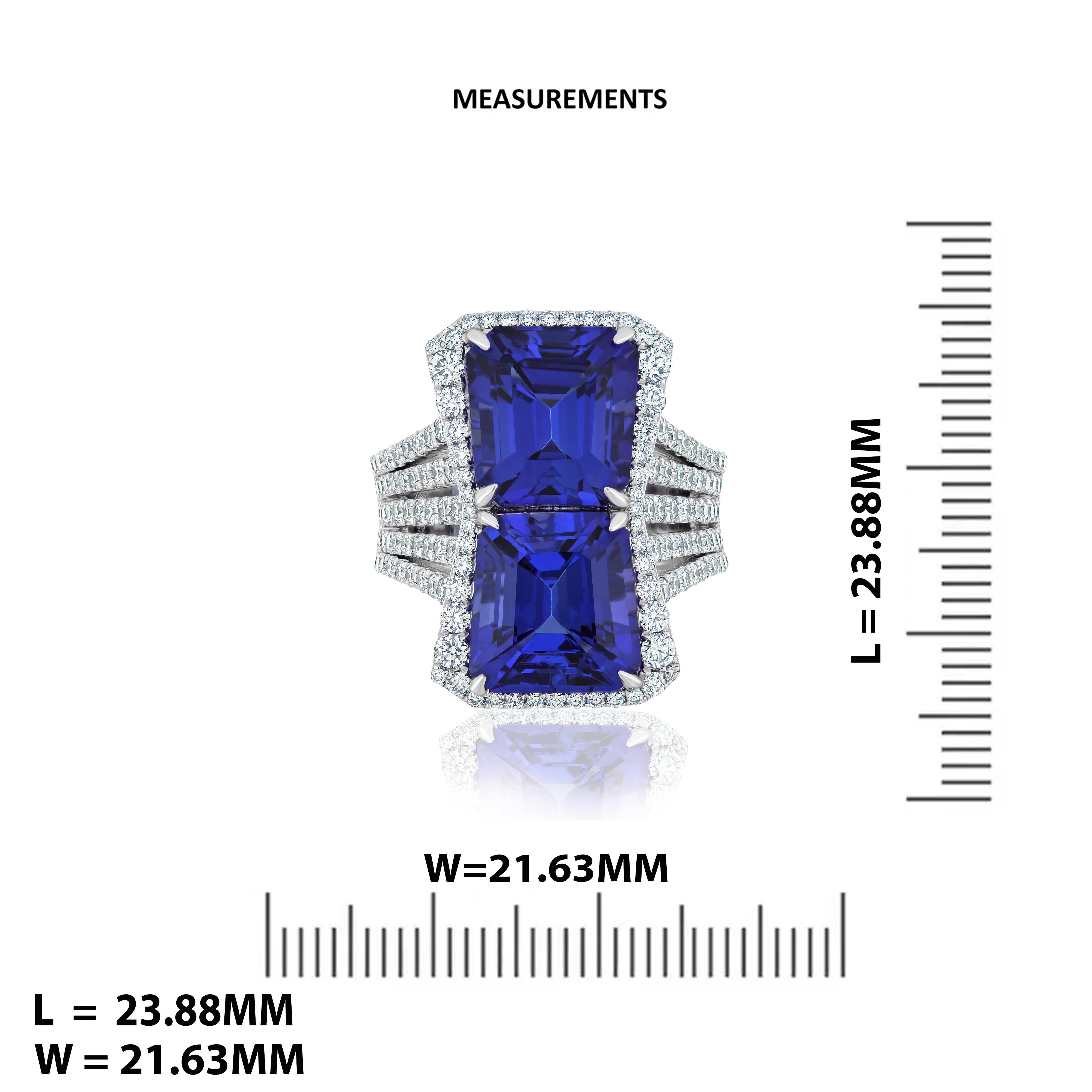 Tanzanite & Diamond Studded Ring in 18Karat White Gold Beautiful Hand-craft Ring For Sale 3