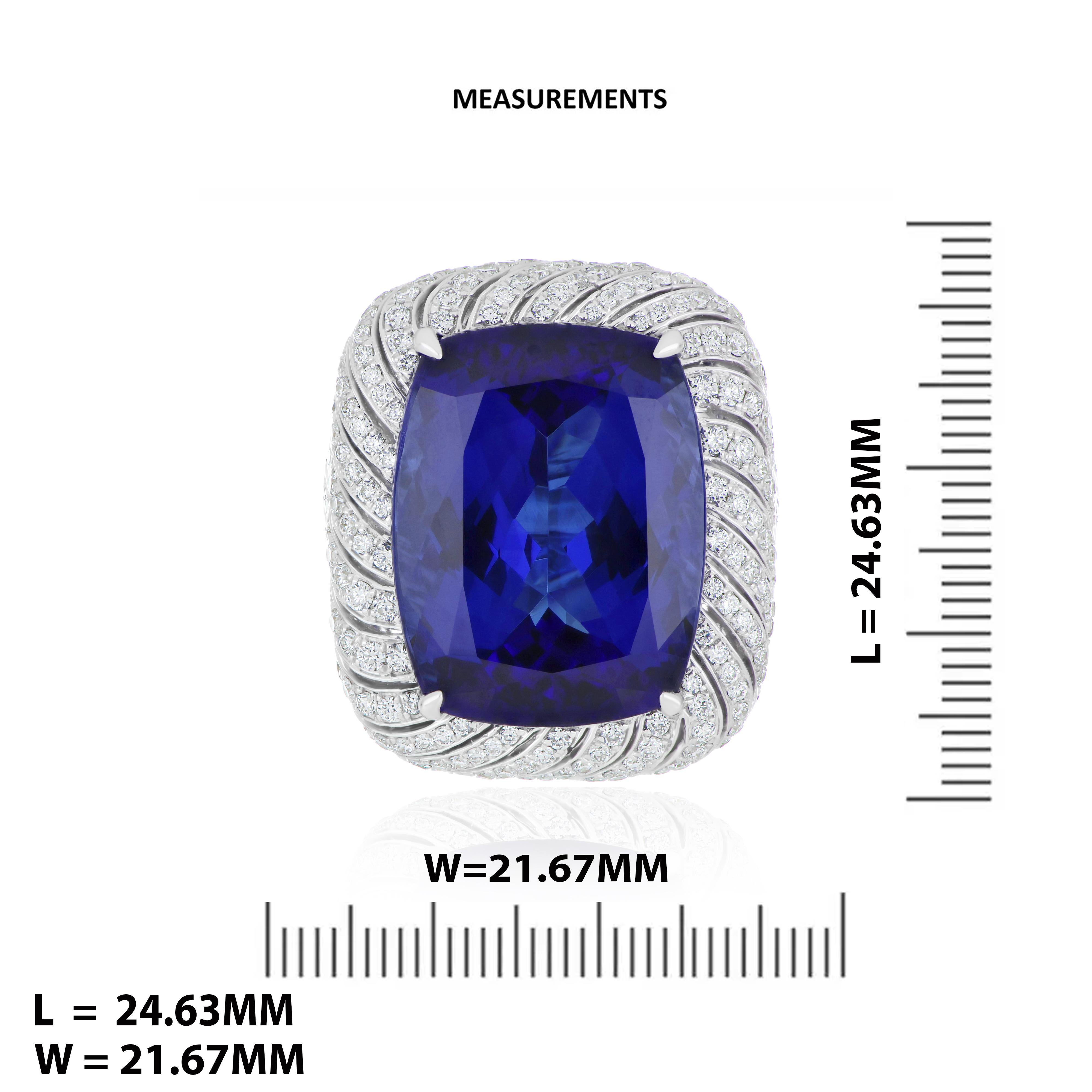 Tanzanite & Diamond Studded Ring in 18Karat White Gold Hand-craft Beautiful Ring For Sale 3