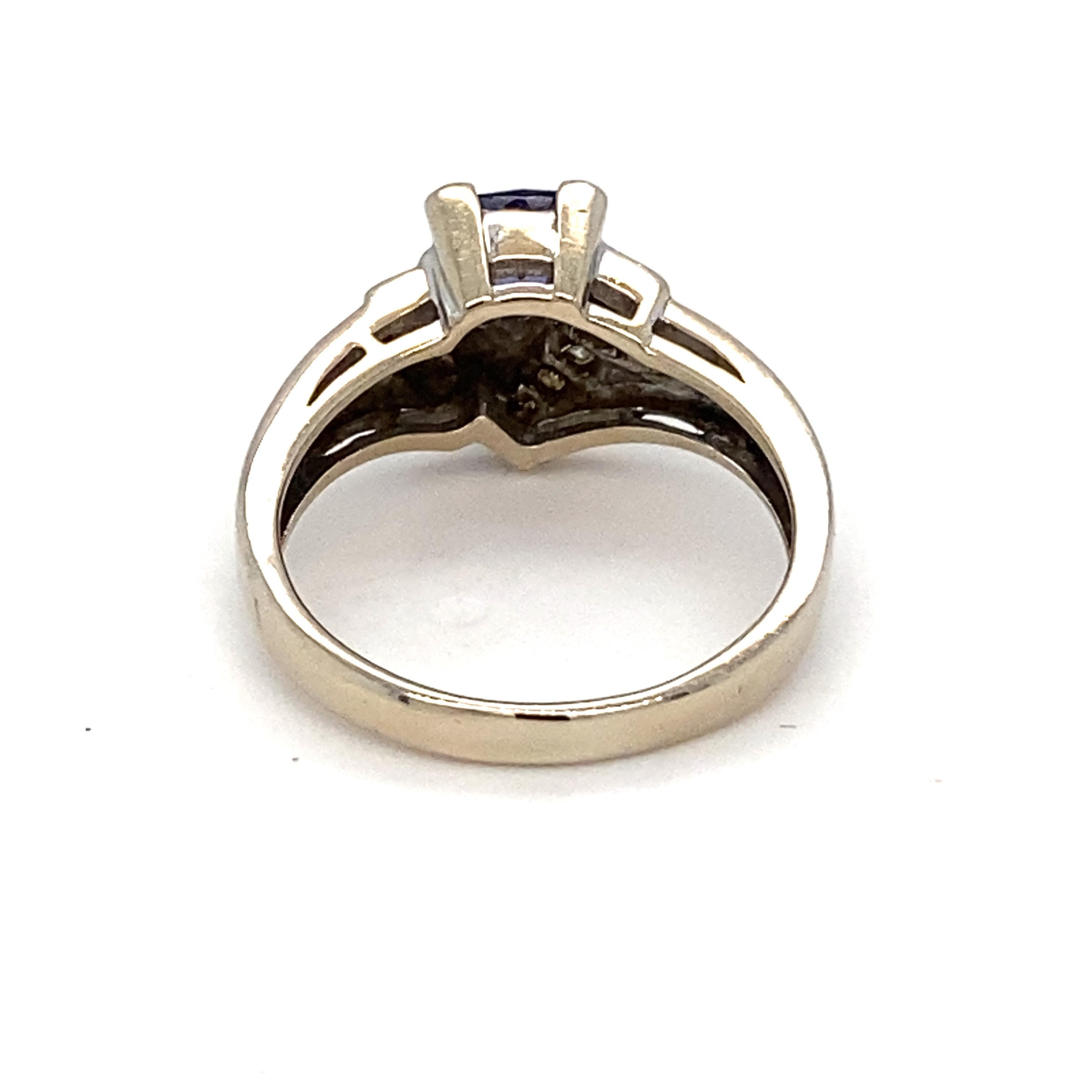 Tansanit Diamant Weißgold Ring im Angebot 7
