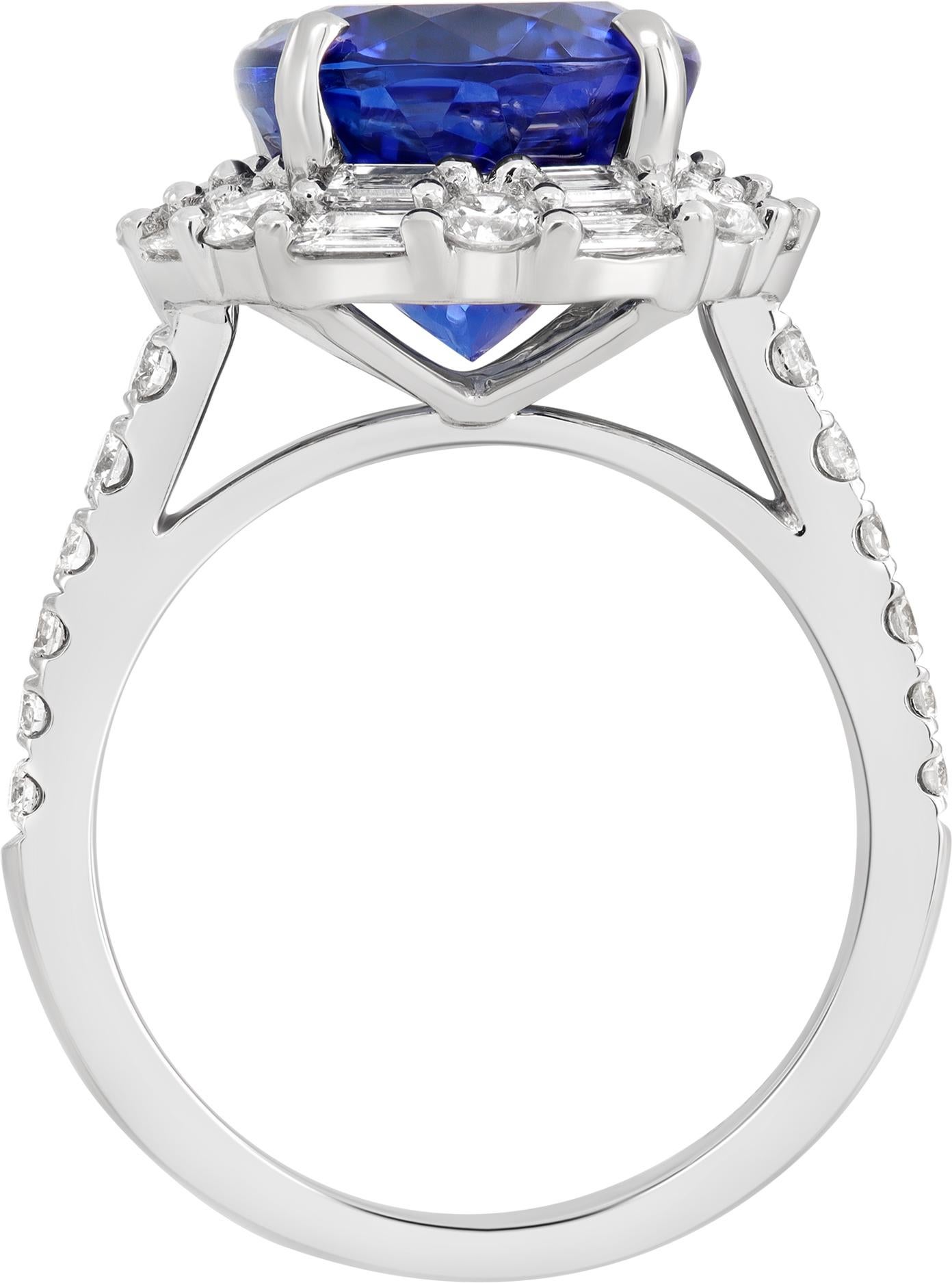 da uomo o donna Anello con tanzanite e diamanti in oro bianco in vendita