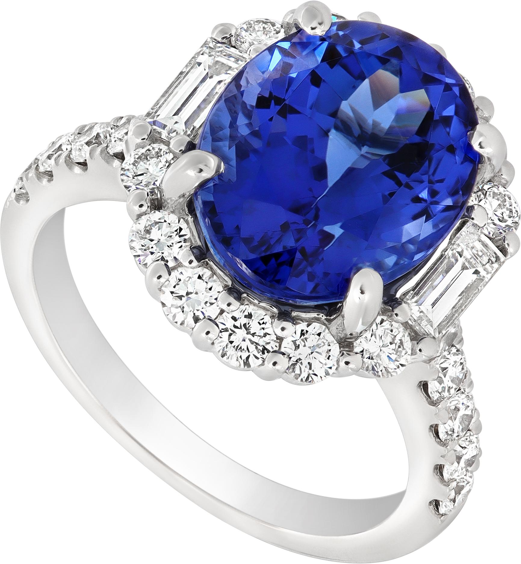 Women's or Men's Tanzanite & Diamond White Gold Ring For Sale