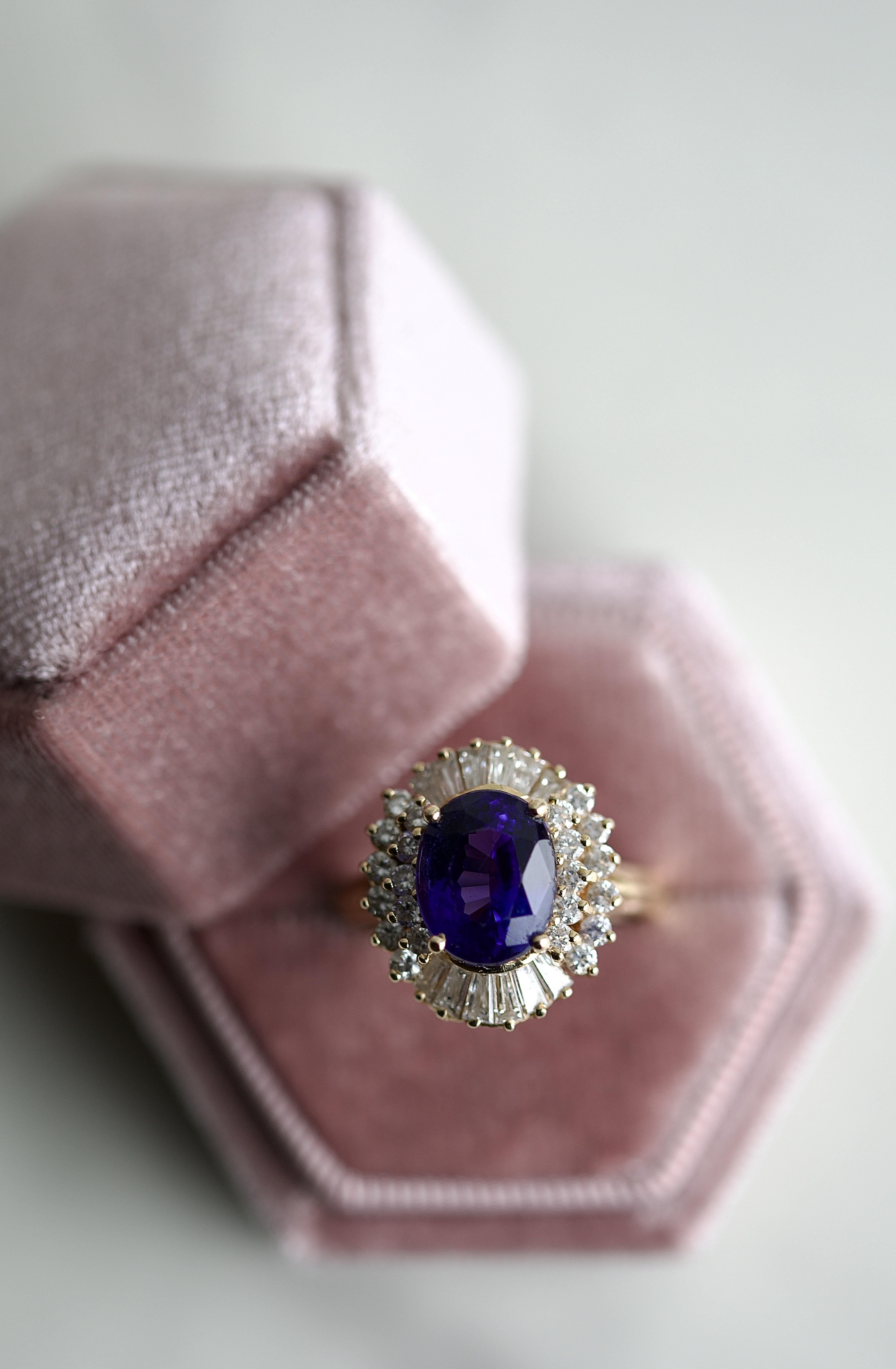 Tansanit Diamant Gelbgold Cocktail Ring im Zustand „Hervorragend“ in Beverly Hills, CA