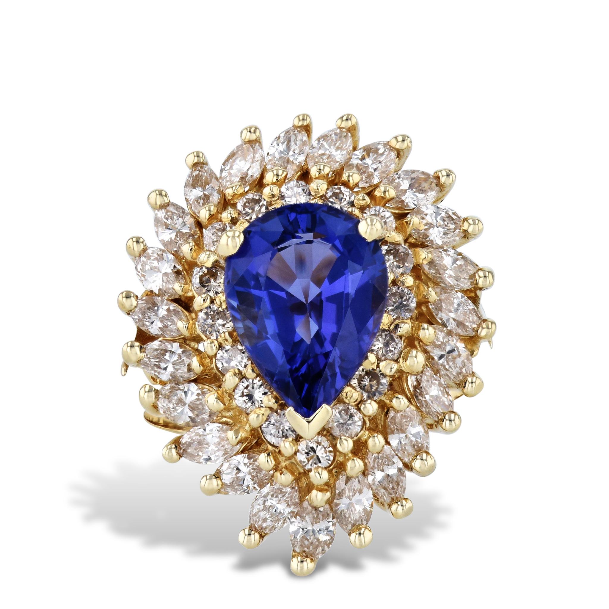 Tansanit Diamant Gelbgold Estate Ring (Moderne) im Angebot