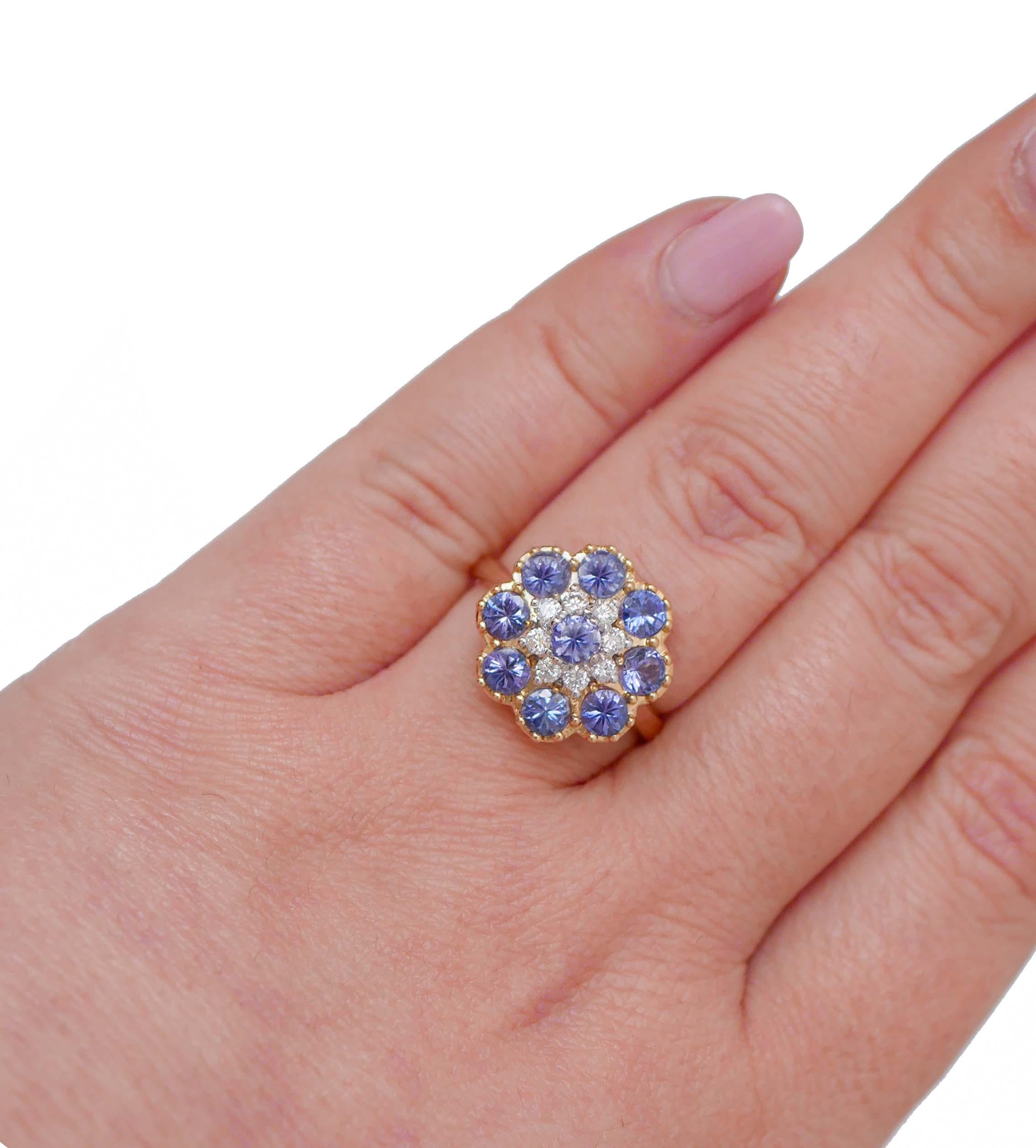 Tanzanite, Diamonds, 18 Karat Rose Gold Ring. In New Condition For Sale In Marcianise, Marcianise (CE)