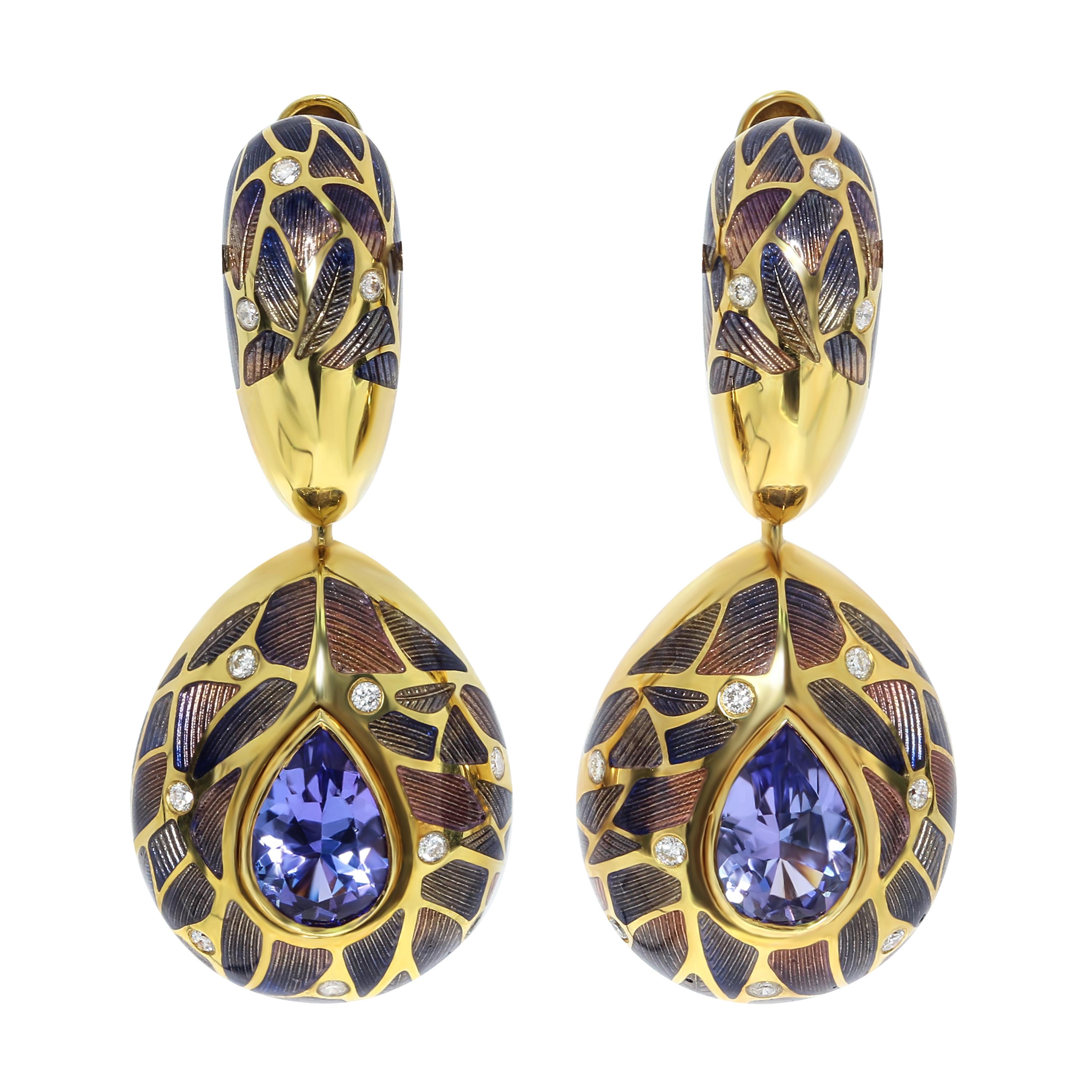 Women's Tanzanite Diamonds 18 Karat Yellow Gold Four Seasons Suite For Sale
