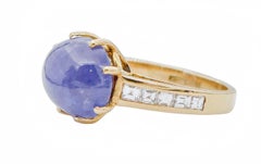 Tanzanite, Diamonds, 18 Karat Yellow Gold Retrò Ring