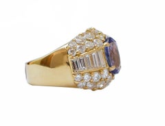 Tanzanite, Diamonds, 18 Karat Yellow Gold Ring.