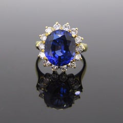 Tanzanite Diamonds Daisy Yellow Gold Cluster Cocktail Ring